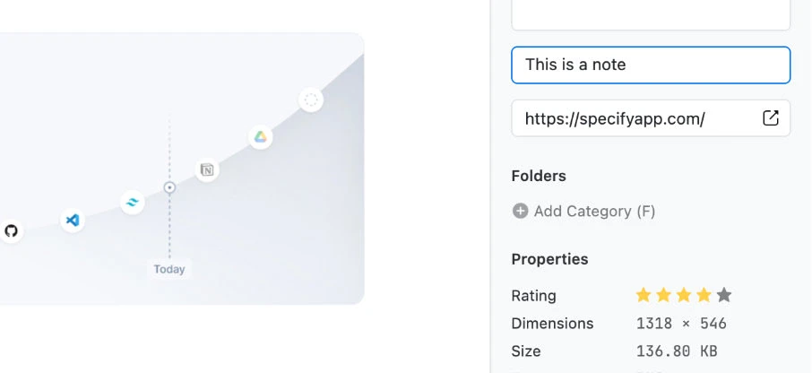 Capture of where to give a rating and a note to an inspiration.